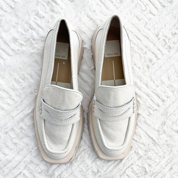 Dolce Vita Elias Flats Ivory Embossed Loafers - Picture 2 of 9